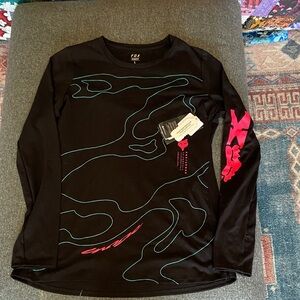 Fox Black Long Sleeve Jersey with Teal & Pink Graphics